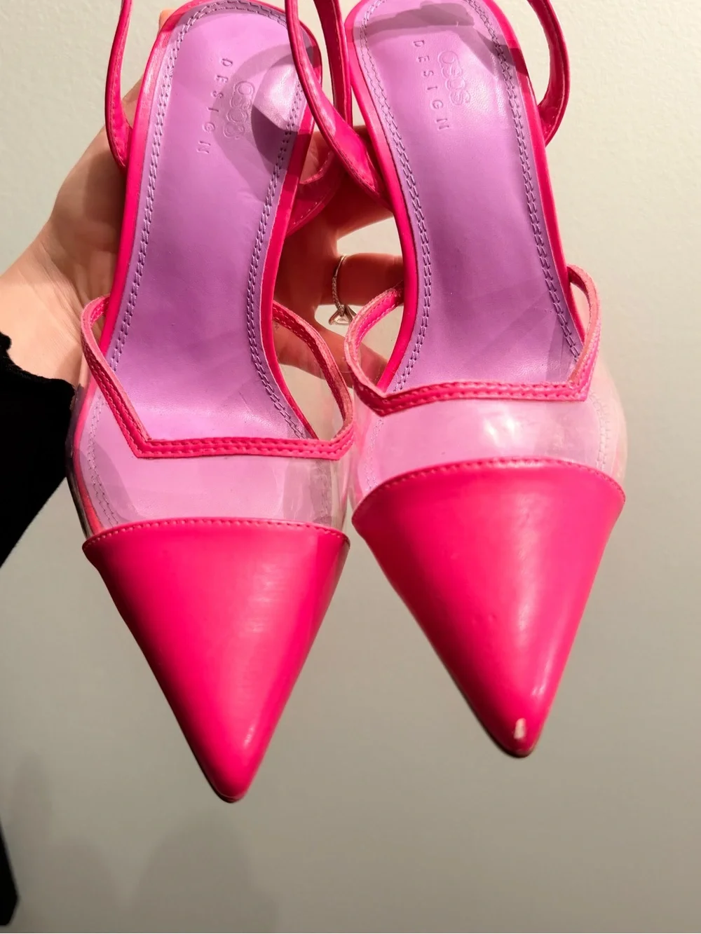 ASOS Neon Pink Pointed-Toe Slingback Heels